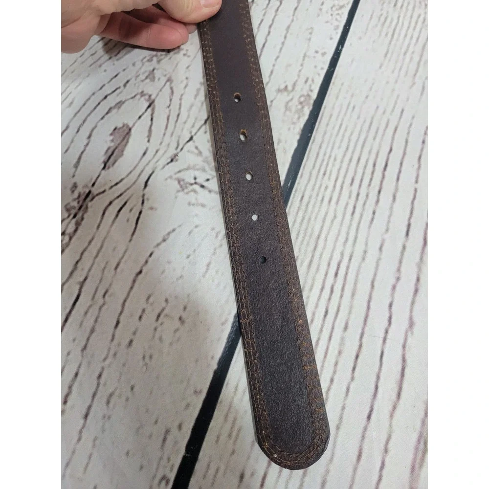 Men's Brown Genuine Leather Triple Stitched Dress Casual Belt Size‎ 43-45